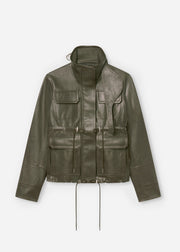 Military Jacket in Leather - Olive - CO Collections